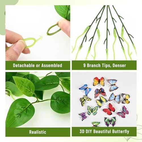 BLEUM CADE 4Pcs Fake Hanging Plants, 9 Branch Artificial Hanging Plant, Lush Faux Pothos Vines for Home Room Wall Shelf Porch Outdoor Indoor Decor (No Baskets) - Image 4