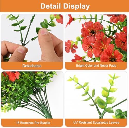 Hommyea Artificial Fake Fall Flowers Plants for Outdoors Mums Home Decor - Image 3