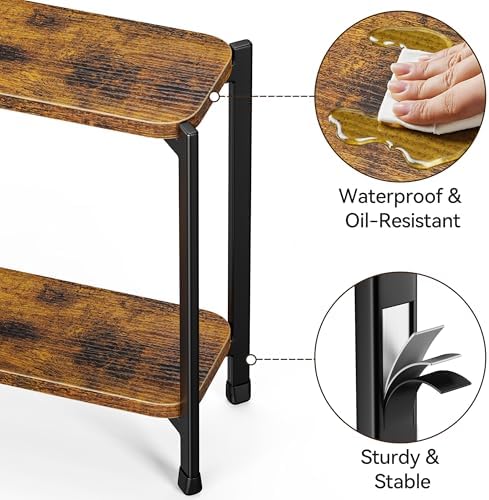 pickpiff 2 Tier Spice Rack Organizer for Kitchen Countertop, Wood and Metal Seasoning Shelf, Space-Saving Spice Organizer for Kitchen Counter, Coffee Bar and Dining Table, Brown - Image 4