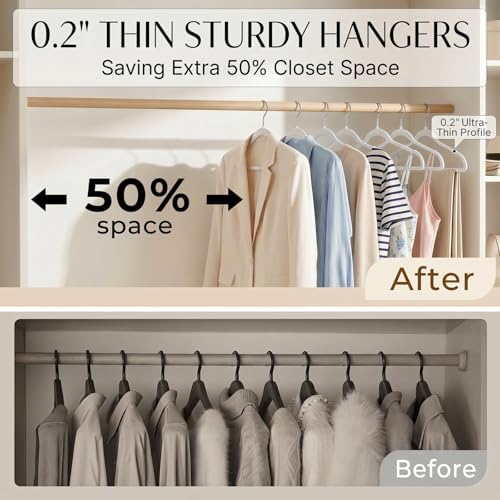 SMARTOR Plastic Hangers 20 Pack - Thin Hangers for Space Saving - White - Image 3