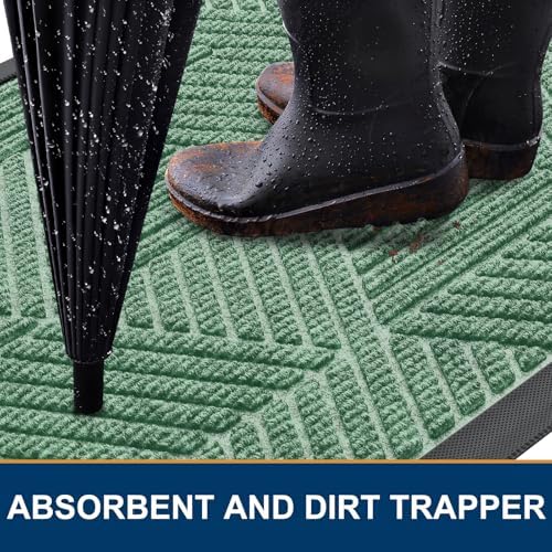 Smiry Front Door Mat Outside Entrance, Low Profile Rubber Doormat, 35x23 - Image 3