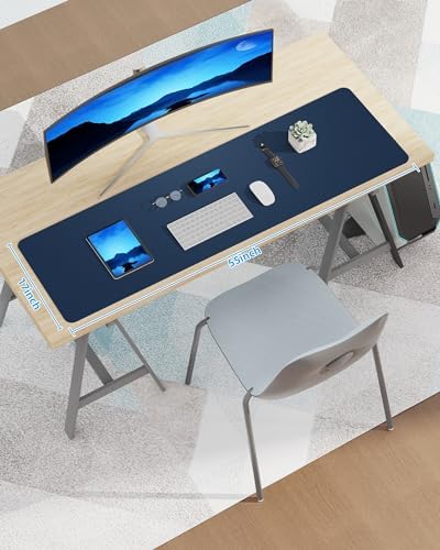Large Desk Mat,55" x 17"Leather Desk Pad Protector,Large Mouse Pad,Office Desk Mat, Non-Slip PU Leather Desk Blotter,Desk Pad,Waterproof Desk Writing Pad for Office/Home/Decor (Midnight Blue) - Image 7