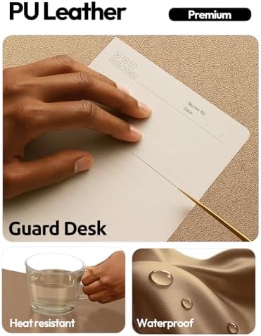 YSAGi Leather Desk Protector, Office Mat, Large Mouse Mat, Non-Slip PU Leather Blotter, Laptop Desk Pad, Waterproof Writing Pad for Office and Home (Shiny Bronze, 23.6" x 13.8") - Image 3