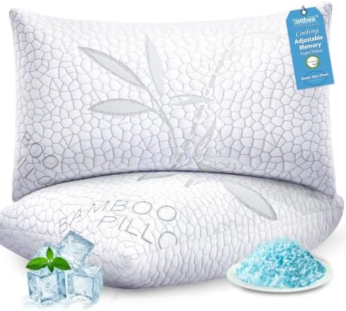 Yettbea Bamboo Cooling Shredded Memory Foam Bed Pillows Queen Size Set of 2 by Yettbea