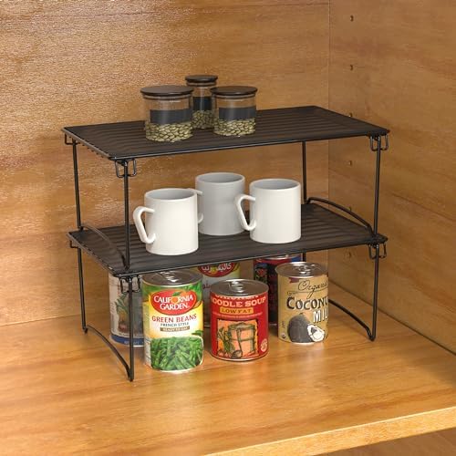 Deco Brothers Stackable Cabinet Shelf Organizer, 2 Pack, Black - Image 5
