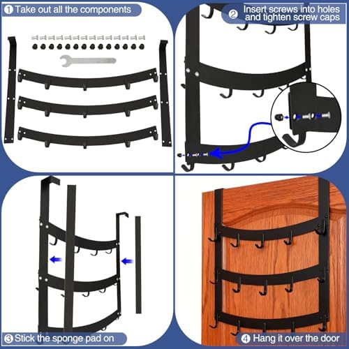 3-Tier Over The Door Hooks, Fits Doors Up to 1-3/4in Thick - Image 6
