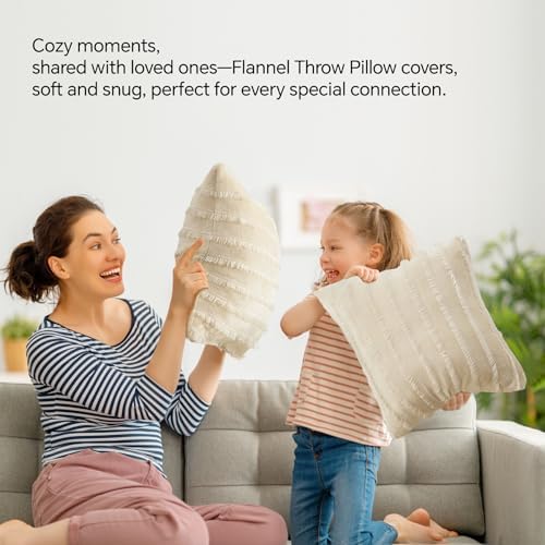 BEDELITE Velvet Pillow Covers with Zipper, Boho-Beige, 18x18 Inches, 2 Pack - Image 5