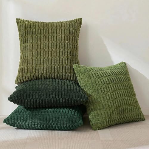 Fancy Homi 4 Packs Decorative Throw Pillow Covers for Living Room Couch Bed, Modern Farmhouse Boho Home Décor Accent Cushion Case, 14" x 14", Green Series - Image 2
