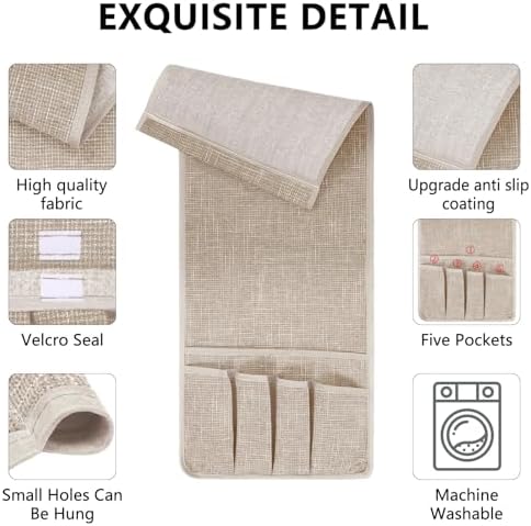 Remote Control Holder Couch Caddy, Armchair Caddy for Recliner 5 Pockets - Image 4