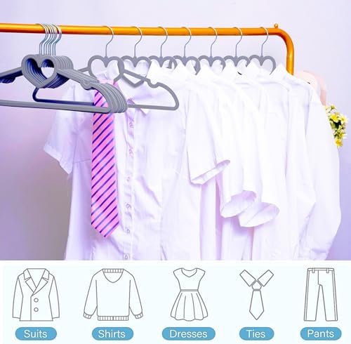 Velvet Hangers 20 Pack,16 Inch Non Slip Adult Heart Hanger (Grey) - Image 4