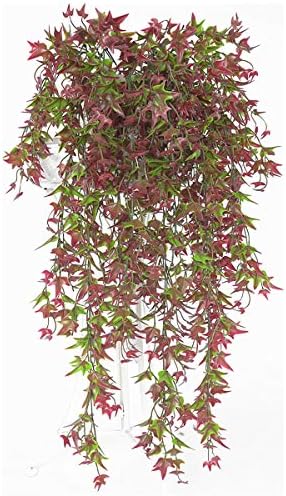 PASYOU Artificial Vine, Hanging Ivy Sweet Potato Leaves Plastic Plants Foliage Vines, UV Resistant Greenery Fake Flowers for Indoor Outdoor Garden Door Wall Wedding Party Table Decoration Red 2 Pack by PASYOU