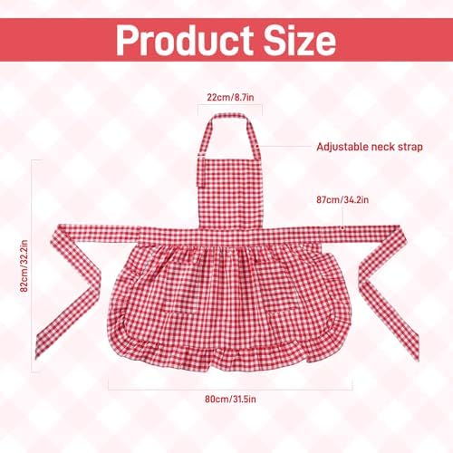 Vintage Apron Ruffle Dress Women 2 Pockets - Image 2