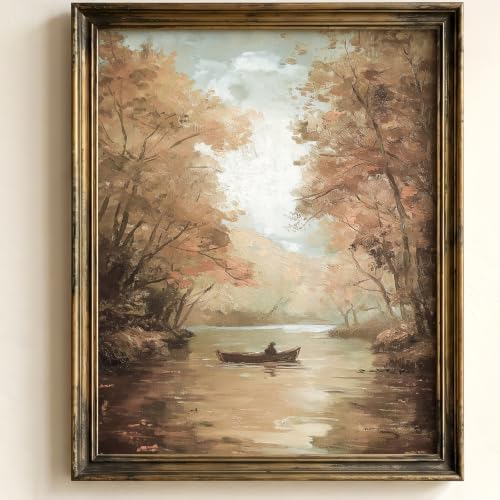SQGGZH Vintage Autumn Canvas Painting, Moody Fall Landscape Farmhouse Decor, Rustic Neutral Wall Art - 8x10inch Unframed by Unknown