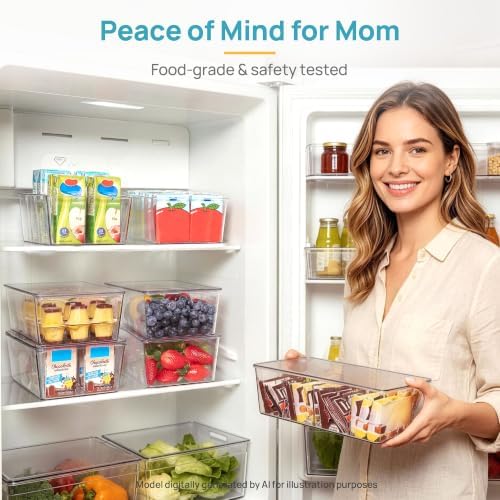 Vtopmart 4 Pack Pantry Organizer Bins with Lids, Removable Dividers - Image 6