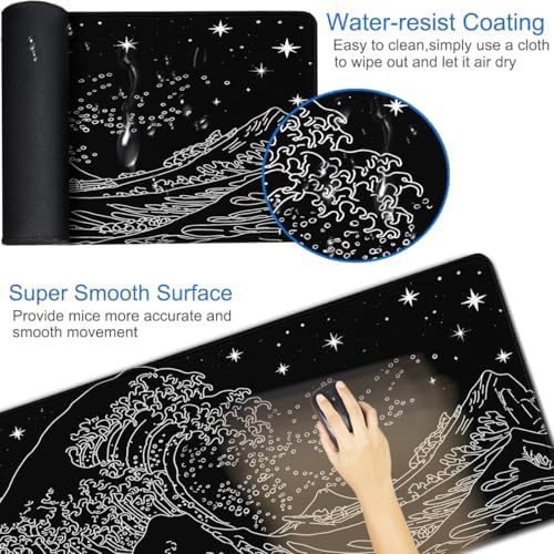 Large Mouse Pad, 31.5x15.7 inch Large Extended Gaming Computer Keyboard Mouse Mat, Water Resist Non-Slip Mousepad Rubber Base Long XXL Mouse Pad for Work & Gaming, Office & Home - Image 3