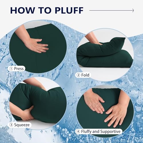 DOWNCOOL Large Body Pillow Insert with Cooling Cover - Soft Long Bed Pillow for Summer - Breathable Full Body Pillow for Adults - 20x54 inch (Green, with Cover) - Image 6