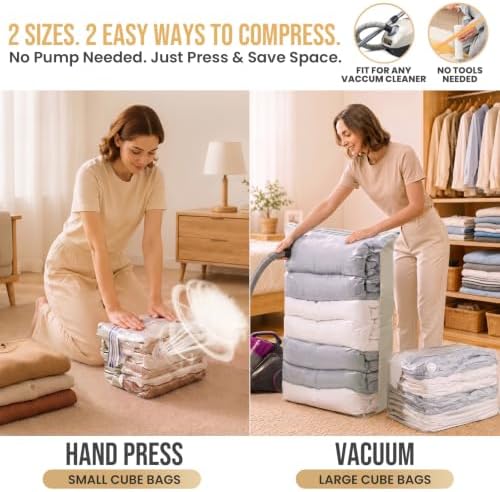 TAILI Cube Vacuum Storage Bags, 6 Pack Combo (3 Jumbo +3 Medium) - Image 3