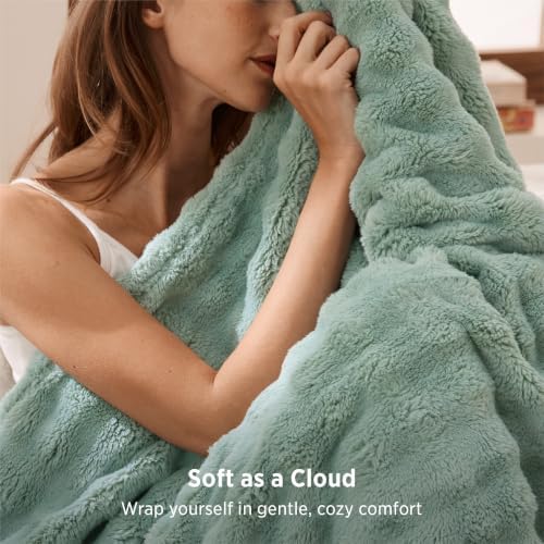 Bedsure Cloud Bubble Fleece Twin Blanket for Bed, Sage Green, 60"×80" - Image 2