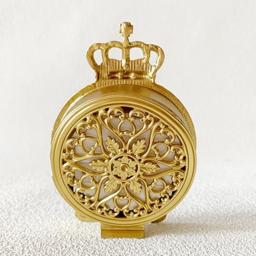Vintage Mini Analog Table Clock, Silent Crown Table Clock with Hand-Painted Metal Body and Battery Operated Non-Ticking Core for Shelf, Living Room, Bedroom, Bedside, Desk - Image 3