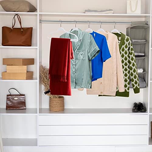 Quality Hangers 50 Pack Non-Velvet Plastic Hangers for Clothes - Heavy Duty Coat Hanger Set - Space-Saving Closet with Chrome Swivel Hook, Functional Non-Flocked Hangers - Cream White - Image 2