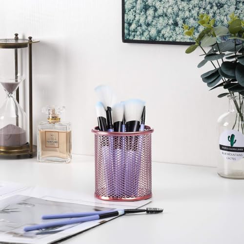 PAG-Mass Pencil Holder for Desk, 2 Pack Desktop Pen Cup, Office Supplies Rose Gold Desk Organizers and Accessories Organization, Makeup Brush Holder, Copper - Image 6