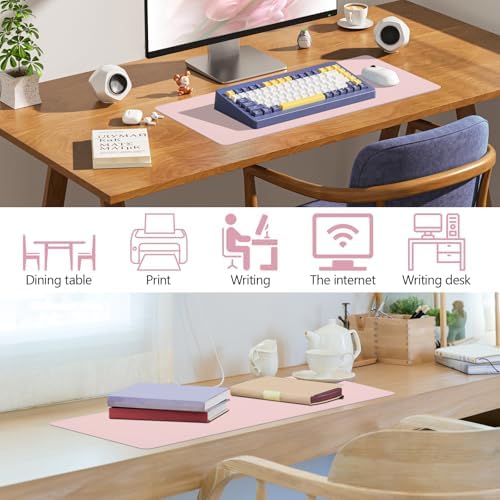 Pink Leather Desk Pad Large Mouse Pad, 23.6"x13.8" - Image 6