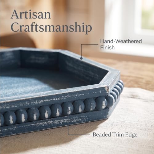 Hrastany Blue Wood Deocrative Tray, Coffee Table Tray for Centerpiece - Image 4