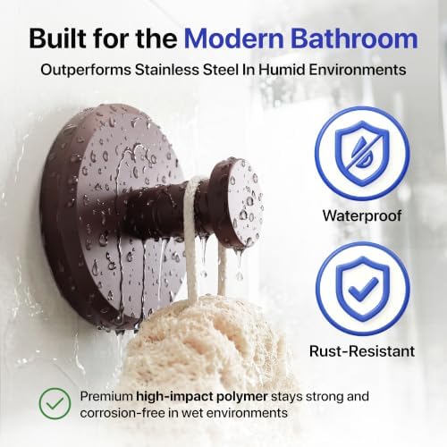 HOME SO Suction Cup Hooks for Shower & Bathroom Towel Holder 2-Pack Bronze - Image 3