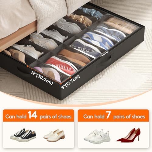 Lifewit Under Bed Shoe Storage Organizer Container, 2 Pack(14 Shoes Cells) - Image 4