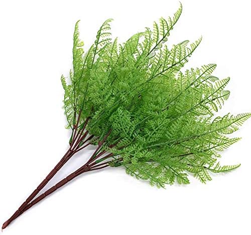 Artificial Plants, Plastic Grass Fern Shrubs Leaves Fake Bushes Outdoor Indoor Greenery Home Garden Décor Verandah Planting Filler Table Centerpieces Arrangements DIY Decoration 4 Pack - Image 2