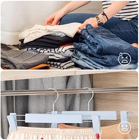 GUANJUNE Clothes Pants Hangers, Space-Saving Skirt Holders with 360 ° Swivel Hooks, Adjustable Clips, Trouser Hangers, Clothes Coat Garment Jeans Hangers (30 Pack, Blue) - Image 5