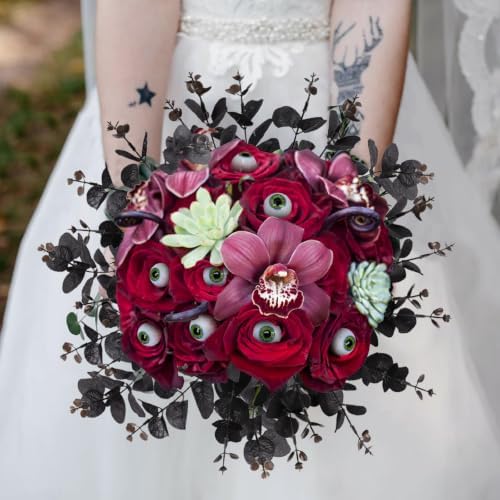 12 Pcs Black Eucalyptus Stems, 13" Fake Flowers DIY Black Silk Artificial Flowers Faux Spooky Branches for Home Halloween Farmhouse Gothic Floral Arrangements Decor - Image 2