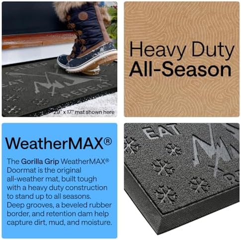 GORILLA GRIP WeatherMAX Door Mat, Indoor Outdoor, 35x23, Charcoal Skiing - Image 3