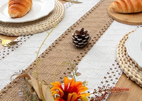 FEXIA Boho Table Runner for Fall Home Decor 12x72 Farmhouse Woven Runner - Image 6