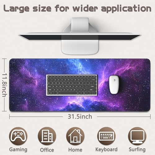Mouse Pad Gaming - Desk Mat for Keyboard and Mouse - Galaxy Space Large Mouse Pad for Desk, Mousepad (31.5 x 11.8inch) with Non-Slip Base, Desks Pad Mat for Gaming, Office and Home - Image 5
