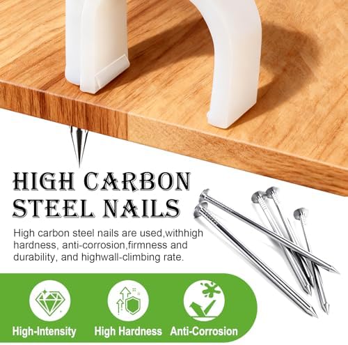 mxuteuk 200PCS Cable Clips with Steel Nails,4/6/8/10mm Round White Cable Wire Clips,Wall Clips for Cords,Cable Cord Clips for RG6 RG59 CAT6 RJ45 - Image 4