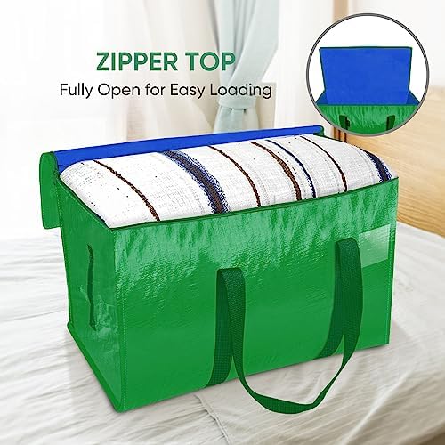 BALEINE 8-Pack Oversized Moving Bags with Reinforced Handles, Heavy-Duty Storage Tote for Clothes, Moving Supplies (Light Green, 8-Pack) - Image 6