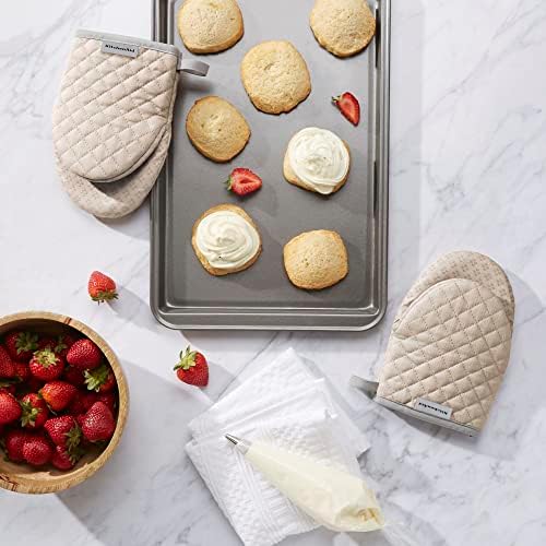 KitchenAid Asteroid Mini Oven Mitt Set, 5.5"x8", Milkshake Tan, 2 Piece - Image 2