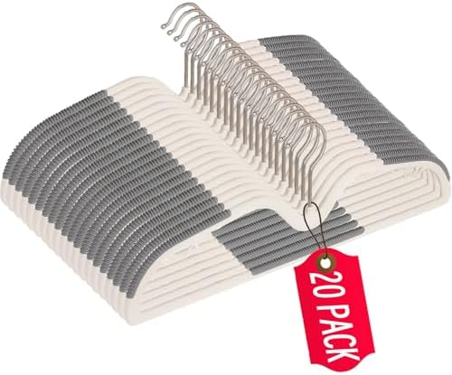 Short Neck Plastic Hangers 20 Pack, Non Slip Clothes Hangers Grey by Unknown