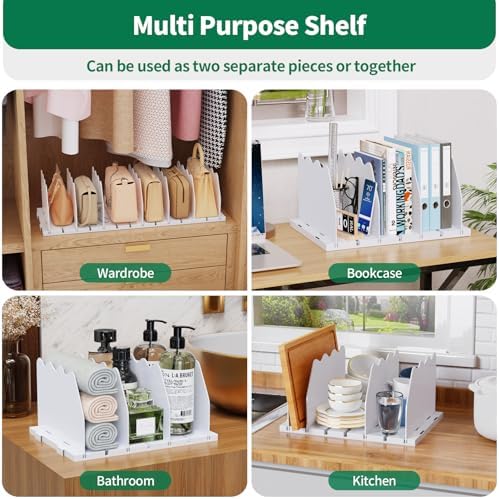 SPACEKEEPER Shelf Divider for Closet, Adjustable Purse Organizers, White - Image 3