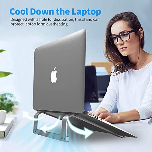 LENRUE Laptop Stand for Desk，Stable MacBook Pro Stand，Ergonomic Aluminum Computer Riser for 12 13 15 16.2 inch ，Computer Cooling Stand for Mac MacBook Pro Air,HP, Dell, More PC Notebook (Space Gray) - Image 2
