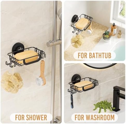 LEVERLOC Soap Holder, Soap Dish for Shower, Suction Cup Bar Soap Holder - Image 3
