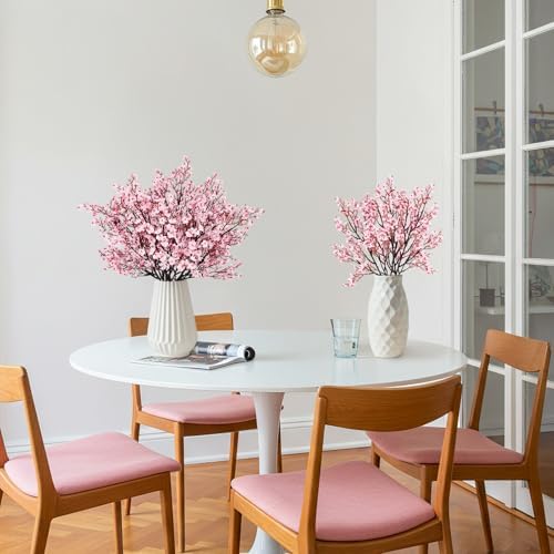 Babys Breath Artificial Flowers, 8 Bundles Cherry Blossom Pink Real Touch Fake Silk Flowers Bulk for Vase Home Office Wedding Spring Indoor Outdoor Centerpiece Table Mother's Day Decorations - Image 4