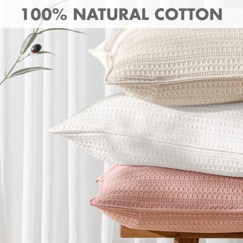 Decorative Waffle Euro Sham Pillow Covers 26x26 White 2 Pack - Image 3