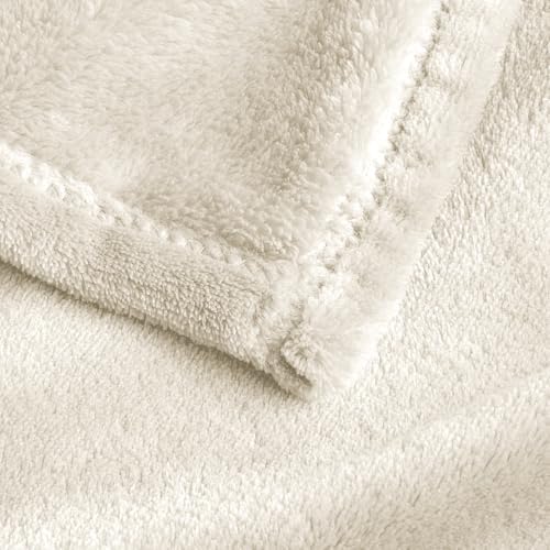 BEDELITE Fleece Blanket Soft Plush Oversized Bed Blanket Cream 120"x120" - Image 5