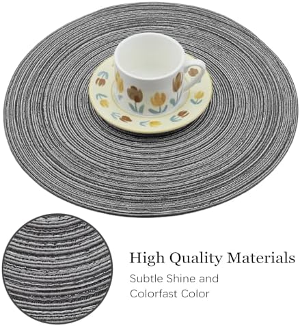 MIAOMIAO Round Placemats Set of 6 Braided Dining Table Kitchen Decor Mets - Image 3