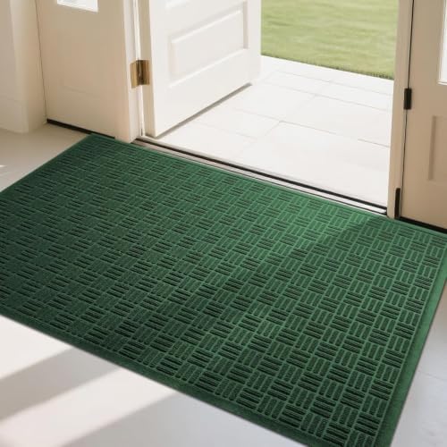 Mibao Front Door Mat Outside Entrance, 61.5" x 36", Heavy Duty Welcome Mat, Stain and Fade Resistant, Dirt Trapper Doormat, Super Absorbent Indoor Outdoor Entryway Mat with Non-Slip Backing, Green by Mibao