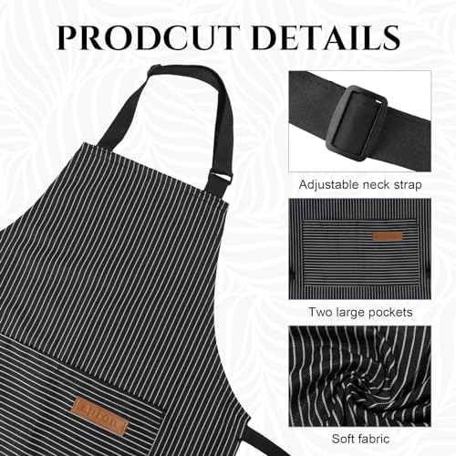 2 Pack Stripes Kids Apron, Kids Cooking Aprons with 2 Pockets, Cute Aprons for Cooking for Boys and Girls - Image 3