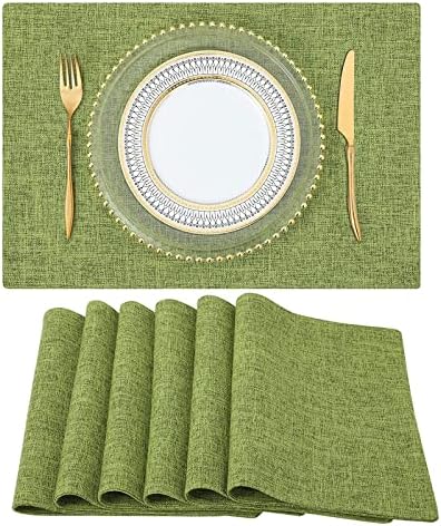 homing Faux Cotton Linen Placemats Set of 6, Cloth Dining Table Mats by homing