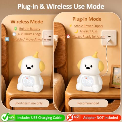 Dog Kids Alarm Clock with Night Light, OK to Wake Clock for Toddler - Image 7
